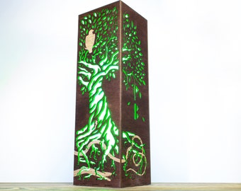 Houten levensboomlamp | Keltische, Noorse, Viking mythologie LED RGB-nachtlamp | Yggdrasil-boom