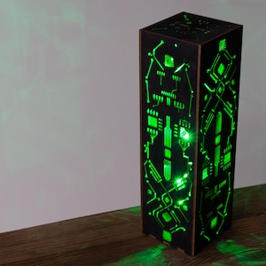 Cyberpunk Night Lamp Rectangular Prism Shape Sci-Fi Contemporary Style LED Futuristic Lamp Circuit Board Lamp Gift For Geek Nerd image 3