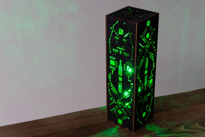 Cyberpunk Night Lamp Rectangular Prism Shape Sci-Fi Contemporary Style LED Futuristic Lamp Circuit Board Lamp Gift For Geek Nerd image 3