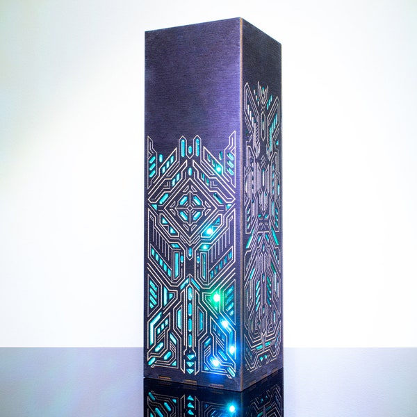 Futuristic Table Lamp | Cyberpunk Lamp for Gaming Room | Sci-Fi Circuit Board Style LED Lamp | Gift For Programmer