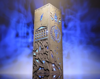 Mount Olympus Lamp, Greek Gods Temple and Lightning Bolt, RGB Night Light, Custom Engraving