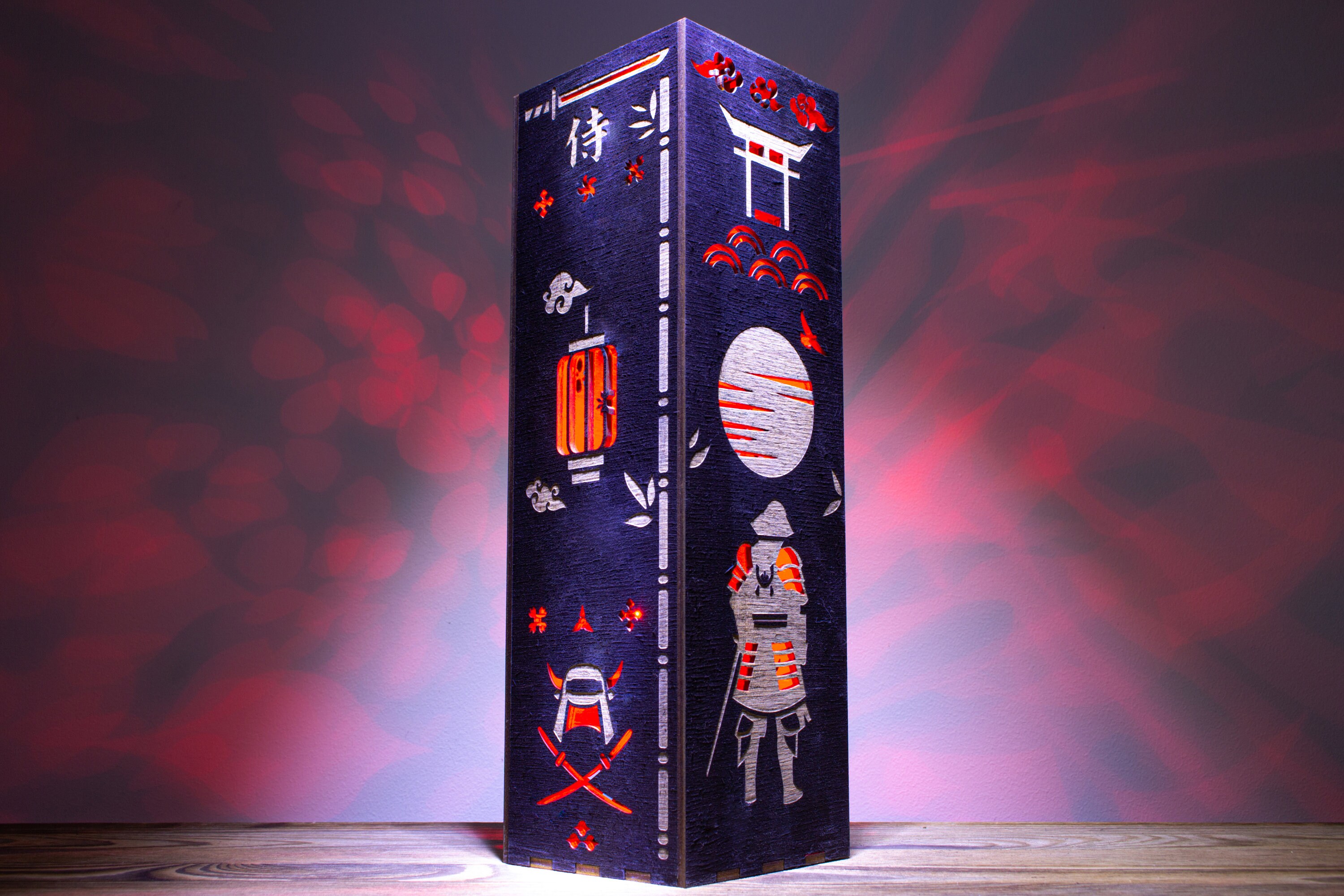 Nachttischlampe Samurai Dämon | 3D-Lampe Personalisierbar, Made In France - Als Geschenk Für Erwachsene