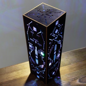 Cyberpunk Night Lamp Rectangular Prism Shape Sci-Fi Contemporary Style LED Futuristic Lamp Circuit Board Lamp Gift For Geek Nerd image 5