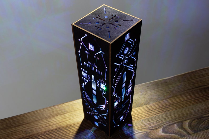 Cyberpunk Night Lamp Rectangular Prism Shape Sci-Fi Contemporary Style LED Futuristic Lamp Circuit Board Lamp Gift For Geek Nerd image 5