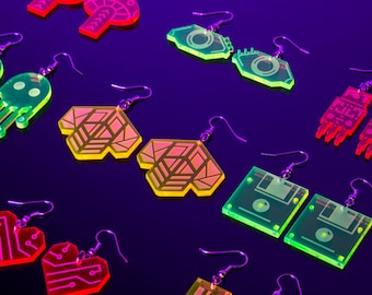 Rave Ohrringe | 9 Designs | Im Dunkeln leuchten | Personalisierte Ohrringe | Mehrere Farben | UV Glow Schmuck | Cyber Rave Accessoires