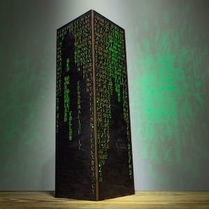 Personalized Green Code Lamp Custom Green Letters Vertical Hieroglyphs Numbers Mathematics Cyberpunk Sci-Fi RGB Night Lamp image 5