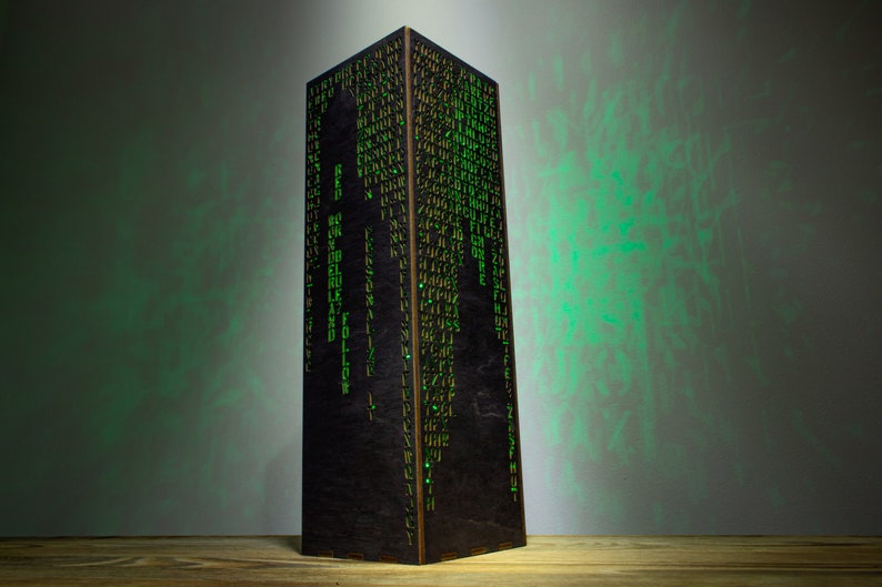 Personalized Green Code Lamp Custom Green Letters Vertical Hieroglyphs Numbers Mathematics Cyberpunk Sci-Fi RGB Night Lamp image 5