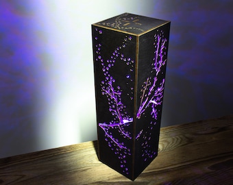 Lampe de fleur de cerisier | Style japonais futuriste asiatique Sakura Science-fiction style punk LED Veilleuse RVB | Ombre des feuilles qui tombent