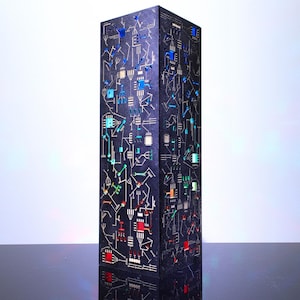 Cyber Night Lamp | Rectangular Prism Shape | Sci-fi Punk Style LED Lamp | Circuit Board Lamp - Micro Scheme Design | Geek Nerd Gift Art
