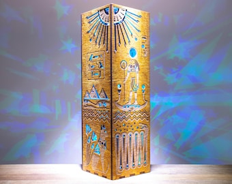 Egyptian Mythology Night Lamp - God Of The Sun Ra, Deities, Pyramids, Hieroglyphs and Obelisk | Ancient Egypt Design Accent light