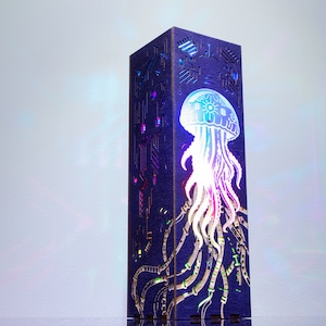 Lámpara de noche de medusa cibernética / Decoración única de ciencia ficción para el hogar / Estilo cibernético / Luz de noche de escritorio / LED inteligente RGB