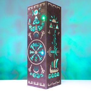 Vegvisir Lamp | Viking, Norse Runes and Mythology Symbols | RGB LED Lamp