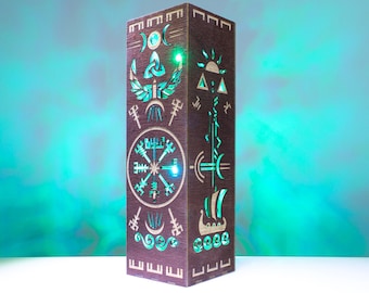 Lámpara Vegvisir / Vikingo, Runas Nórdicas y Símbolos Mitología / Lámpara LED RGB