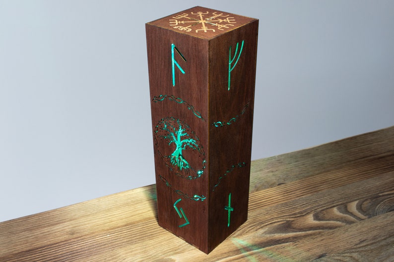 Yggdrasil Tree Night Lamp Tree Of Life Shadow Lamp Nordic Viking Style Desk Bedside RGB LED Lamp Viking Runes Vegvisir Runic Symbol image 4