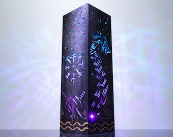 Viking Vegvisir LED Lamp – Norse Mythology Drakkar Dragon Boat Wood Night Light