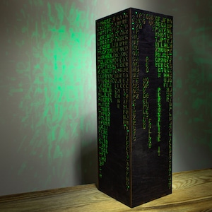 Personalized Green Code Lamp Custom Green Letters Vertical Hieroglyphs Numbers Mathematics Cyberpunk Sci-Fi RGB Night Lamp image 3