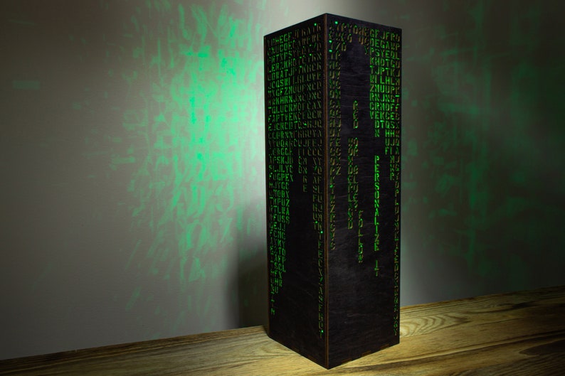 Personalized Green Code Lamp Custom Green Letters Vertical Hieroglyphs Numbers Mathematics Cyberpunk Sci-Fi RGB Night Lamp image 3