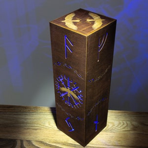 Vegvisir Symbol Lamp | Odin&#39;s Ravens | Sci-fi Punk Style LED RGB Night Lamp | Viking Inspired Vegvisir Runes Norse Mythology