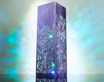 Futuristic Table Lamp | Cyberpunk LED Light, Gaming Room Decor