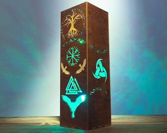 Norse Mythology LED Lamp | Yggdrasil Tree, Viking Runes Style