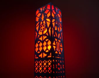Lanterne gothique | Veilleuse cathédrale | Vitraux d'église en vitrail| Cadeau gothique unique