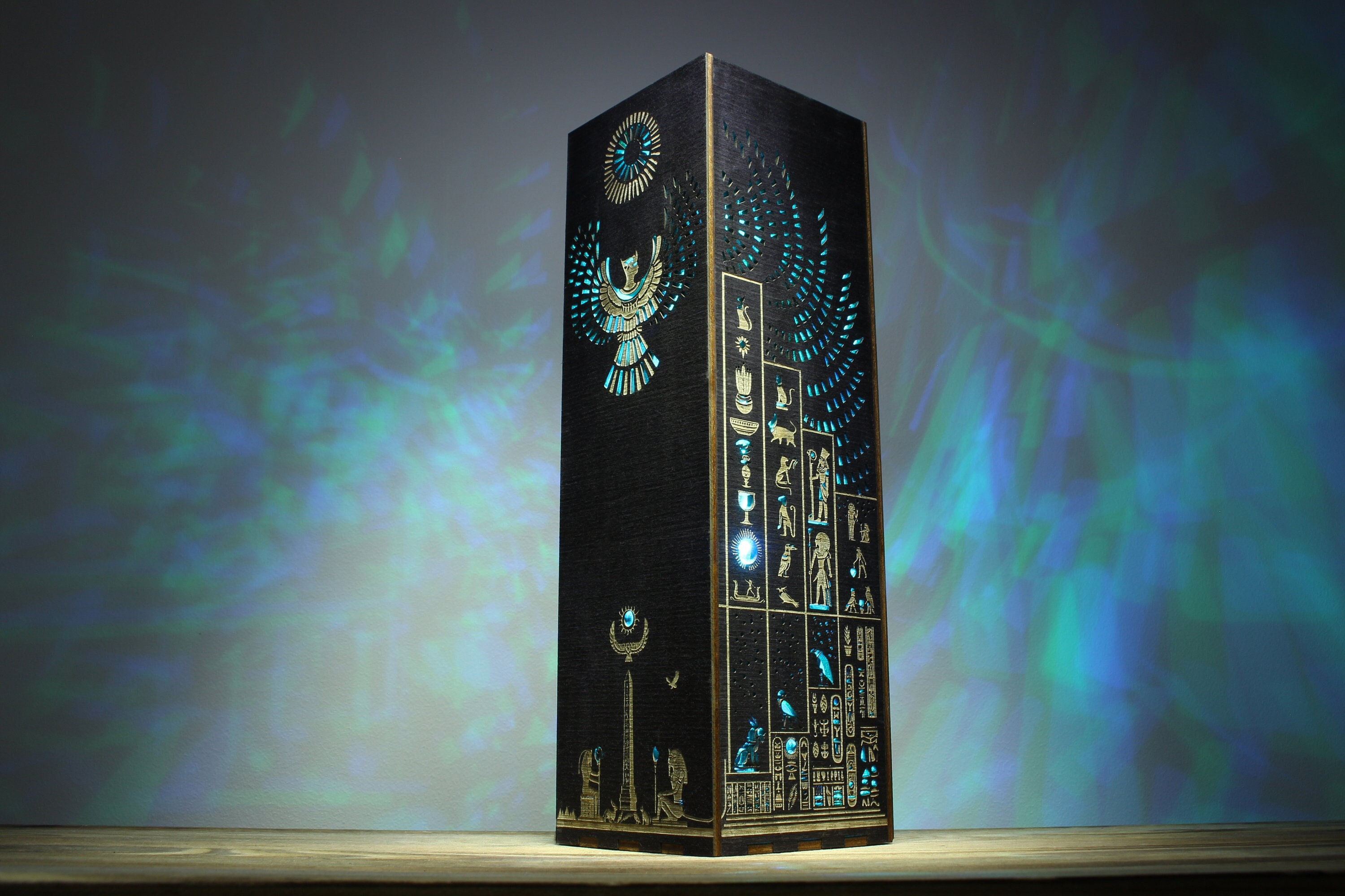 Egyptian Mythology Night Lamp | Egyptian -  Deities, Pyramids, Hieroglyphs and Obelisk | Ancient Egypt Design Lantern