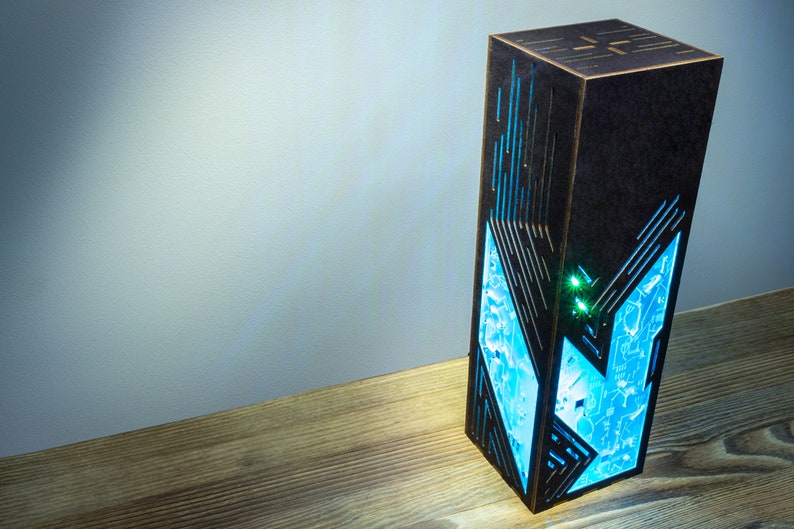 Circuit Board Lamp CyberPunk Style Decoration Lamp RGB LED Handmade Night Lantern Futuristic Style image 4