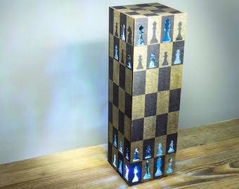 Chess Decoration Lamp | Chess Room Decor RGB LED Lamp | Handmade Night Lantern | Futuristic Style