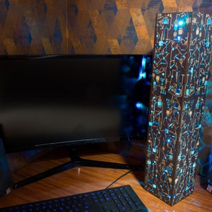 Cyber XXL Large Night Lamp | Rectangular Prism Shape | Sci-fi Punk Style LED Lamp | Circuit Board Lamp | Geek Nerd Gift Art