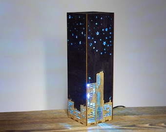 Night City Scene Lamp | Neon City Lights | Sci-Fi Contemporary Style LED Lamp | City Lights Scene
