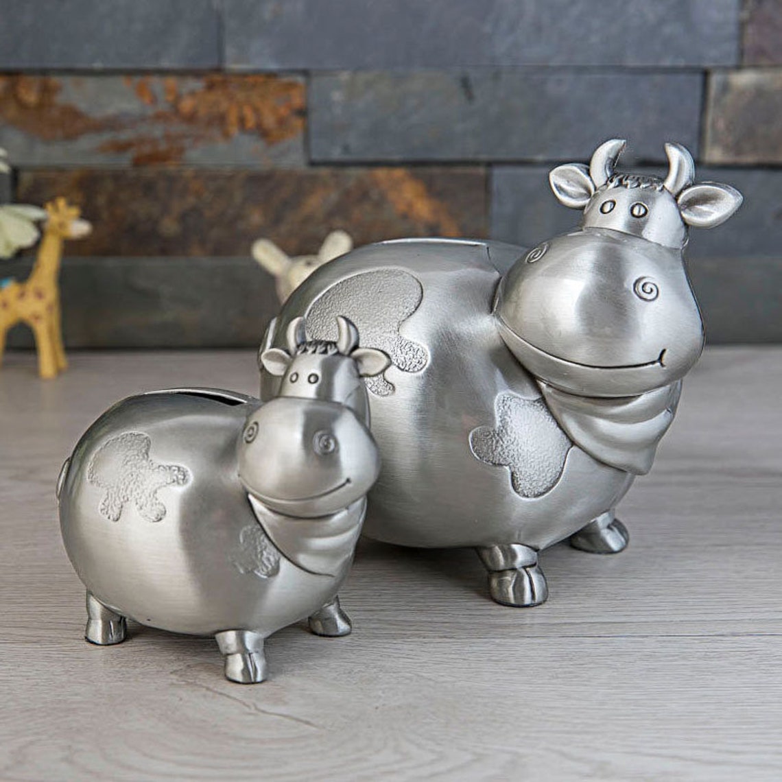 Piggy bank metal craft cute cow piggy bank exquisite home Etsy