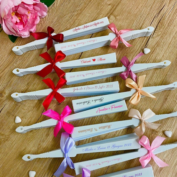 100 Ventagli Bianchi Per Matrimonio In Plastica E Stoffa | 23x42cm – Ideali Per Bomboniere E Chiesa