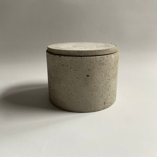 concrete storage box, jewelry organizer for an industrial or minimalist decor, concrete jar, concret, concrete designs, modern, home