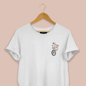 Cute llama t-shirt Natural cotton T-shirt, Alpaca on a bicycle top, Unisex t-shirt, Gift for her, Kawaii alpaca tee, T-shirt with bicycle