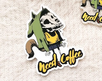 Adesivo in vinile Need Coffee Monster, decalcomania per laptop