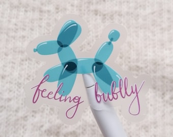 Adesivo in vinile a forma di cane con palloncino, resistente all'acqua.