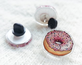 Spilla acrilica a forma di ciambella carina / Gioielli Kawaii a tema cibo / Spilla da bavero a forma di ciambella con zuccherini / Accessorio per borsa / Regalo carino per lei