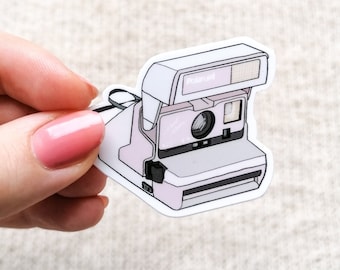 Adesivo per fotocamera Polaroid rosa Kawaii / Decalcomania in vinile per fotografia retrò / Regalo per fotografo / Adesivo per laptop con fotocamera carina