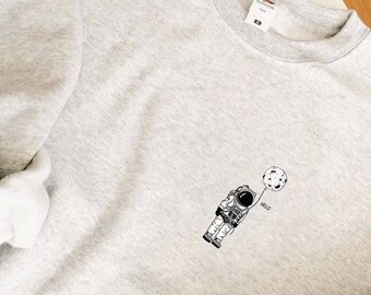 Cute Astronaut Crewneck Sweatshirt | Kawaii Space Lover Gift | Galaxy Art Sweater | Unisex Space Clothing | Illustrated Sweatshirt