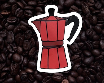 Adesivo rosso per caffettiera moka, decalcomania in vinile impermeabile