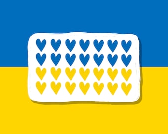 Sostieni l'adesivo con la bandiera dell'Ucraina, donazione di beneficenza