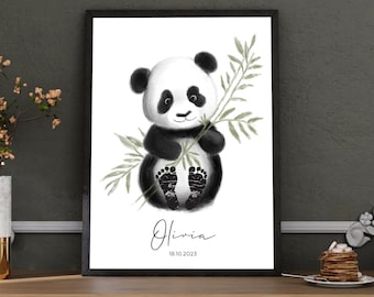 Stampa personalizzata con i dati di nascita di un panda / Decorazione personalizzata per la cameretta del bambino / Regalo per neonato / Stampa artistica da parete / Download digitale