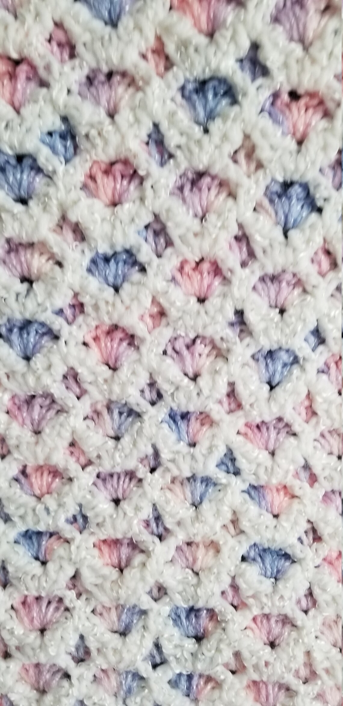 Crochet baby blanket pink blue white Etsy