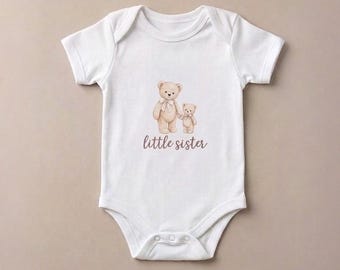 Little Sister Bear onesie Infant Bodysuit | Baby Girl teddy sibling
