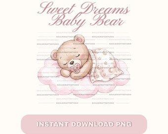 Orsetto dei sogni d'oro PNG – Clipart digitale ad acquerello