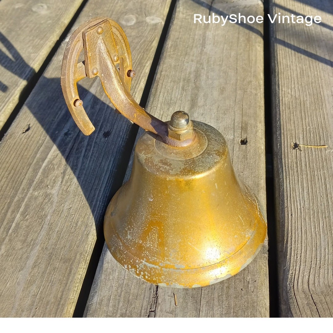 Vintage Brass Bell With Horseshoe Mount. Made in Japan. Ranch Bell