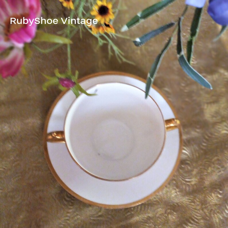 Limoges Cream Soup Bowl Set: Handpainted Bouillon Cup, GOA France image 3