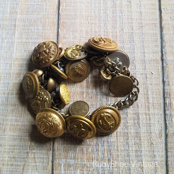 Funky Brass Button Bracelet. Brass Buttons. Vinta… - image 2