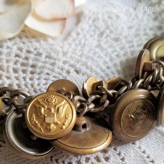 Funky Brass Button Bracelet. Brass Buttons. Vinta… - image 5