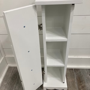 Bathroom Floor Cabinet, Bathroom Storage, Slim Cabinet, Toilet Paper Storage, Double Shelf, Small Narrow Cabinet, Satin Nickel Knobs